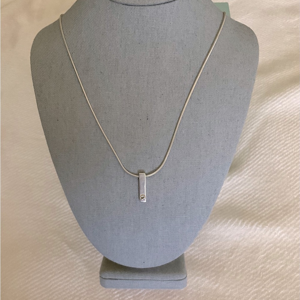 MO28V Mex Men’s Sterling Silver Bar CZ Rope Chain Necklace